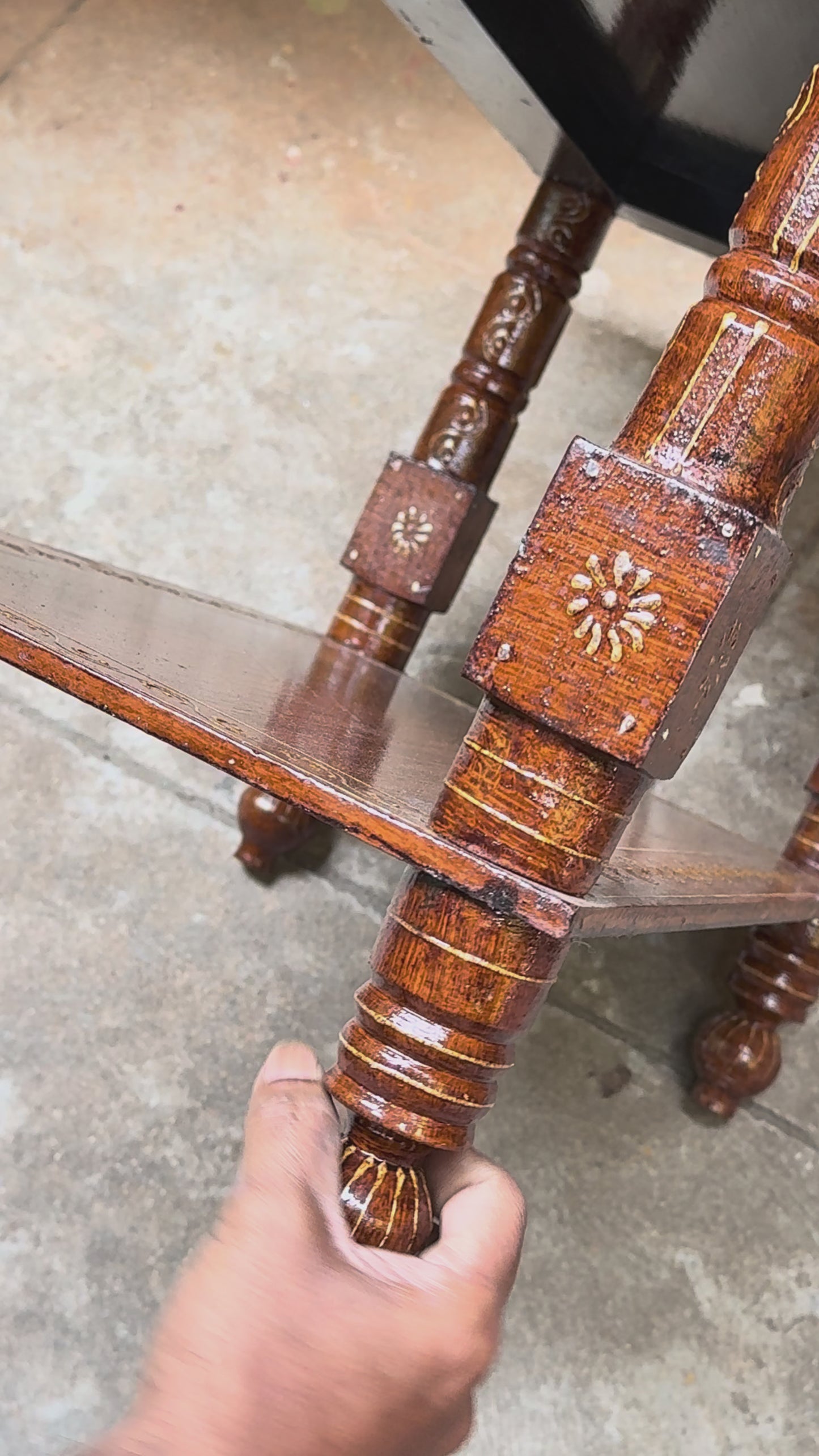 Wooden Hand Painted Foldable Chair and Table Set