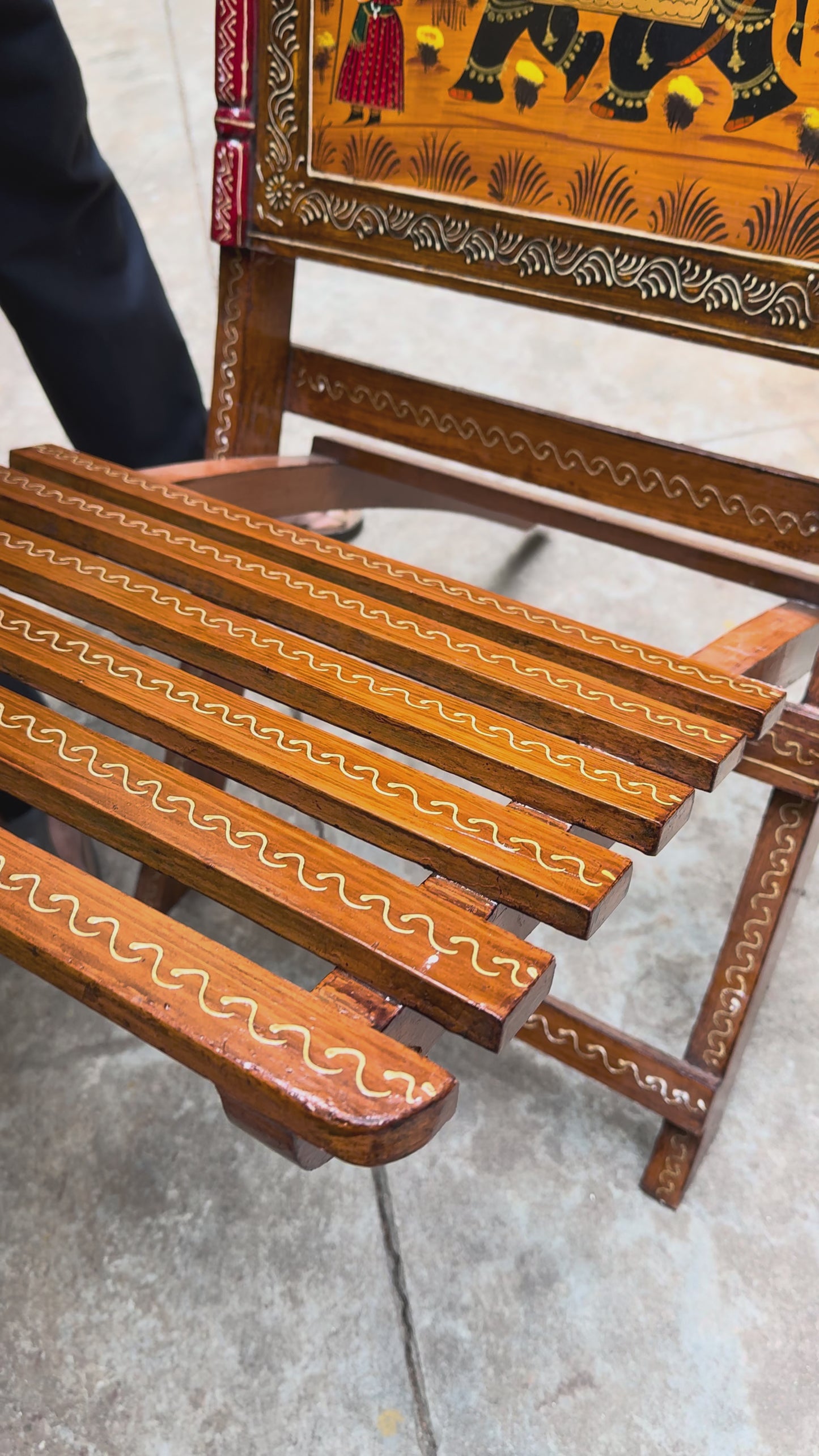 Wooden Hand Painted Foldable Chair and Table Set