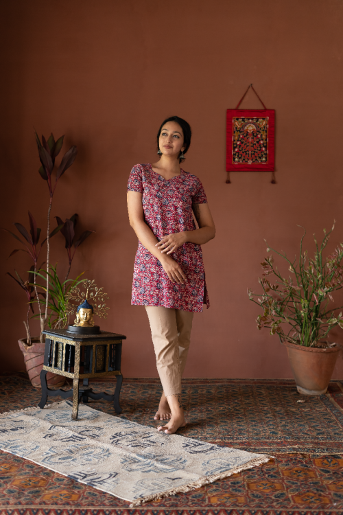 Cotton Short Kurta - Half Sleeve