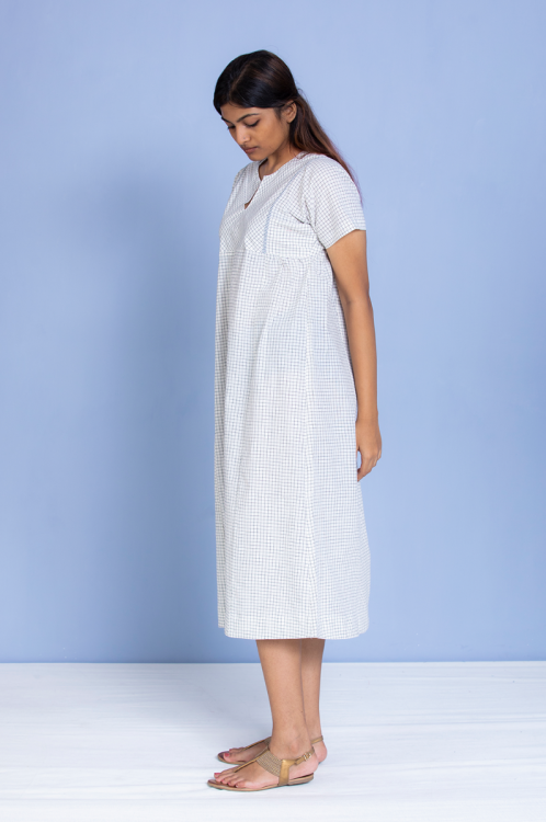 
                  
                    Kriya – White Handloom Cotton Long Pleated Dress
                  
                