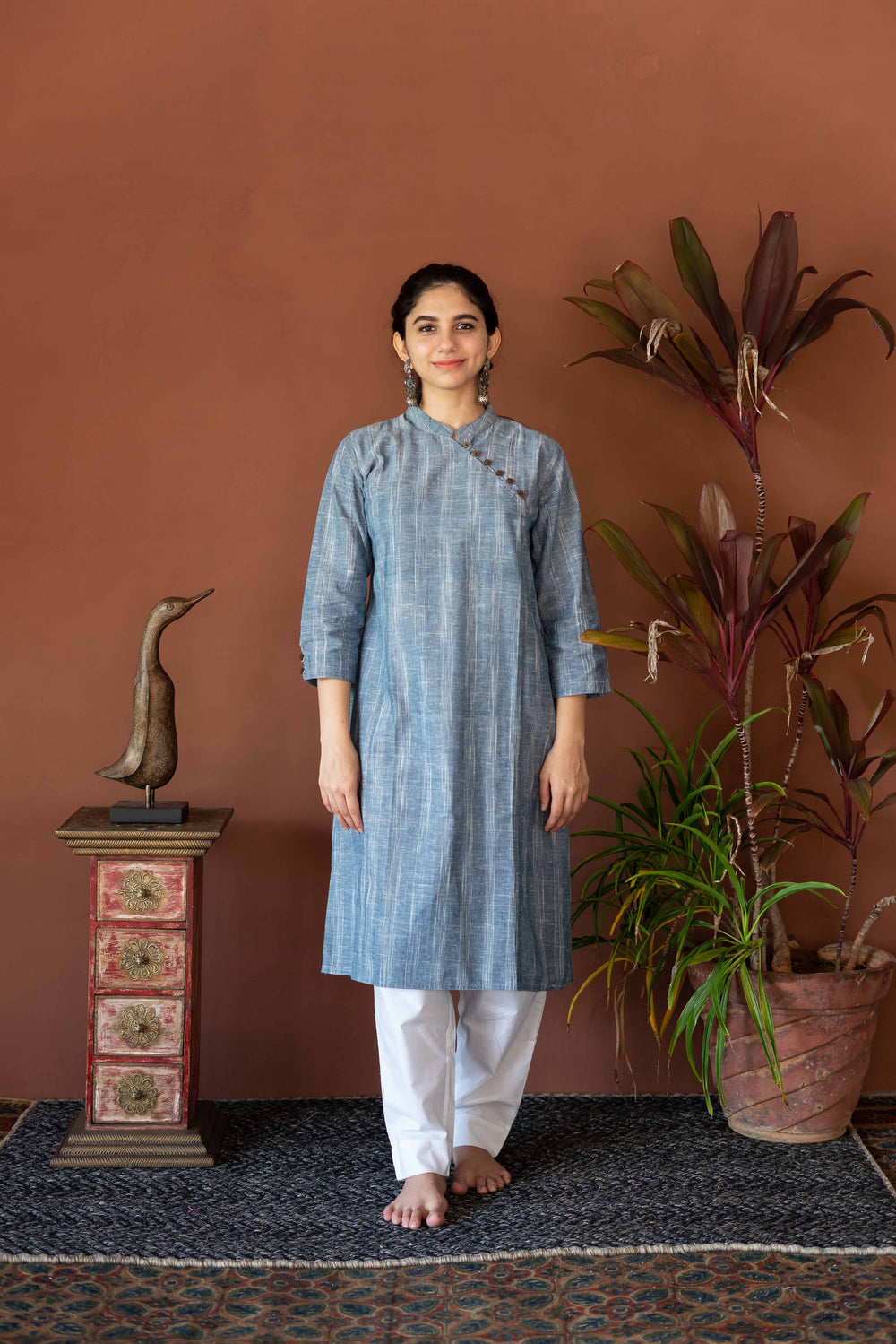 Kala Cotton Crossover Yoke Kurta 3/4 Sleeve