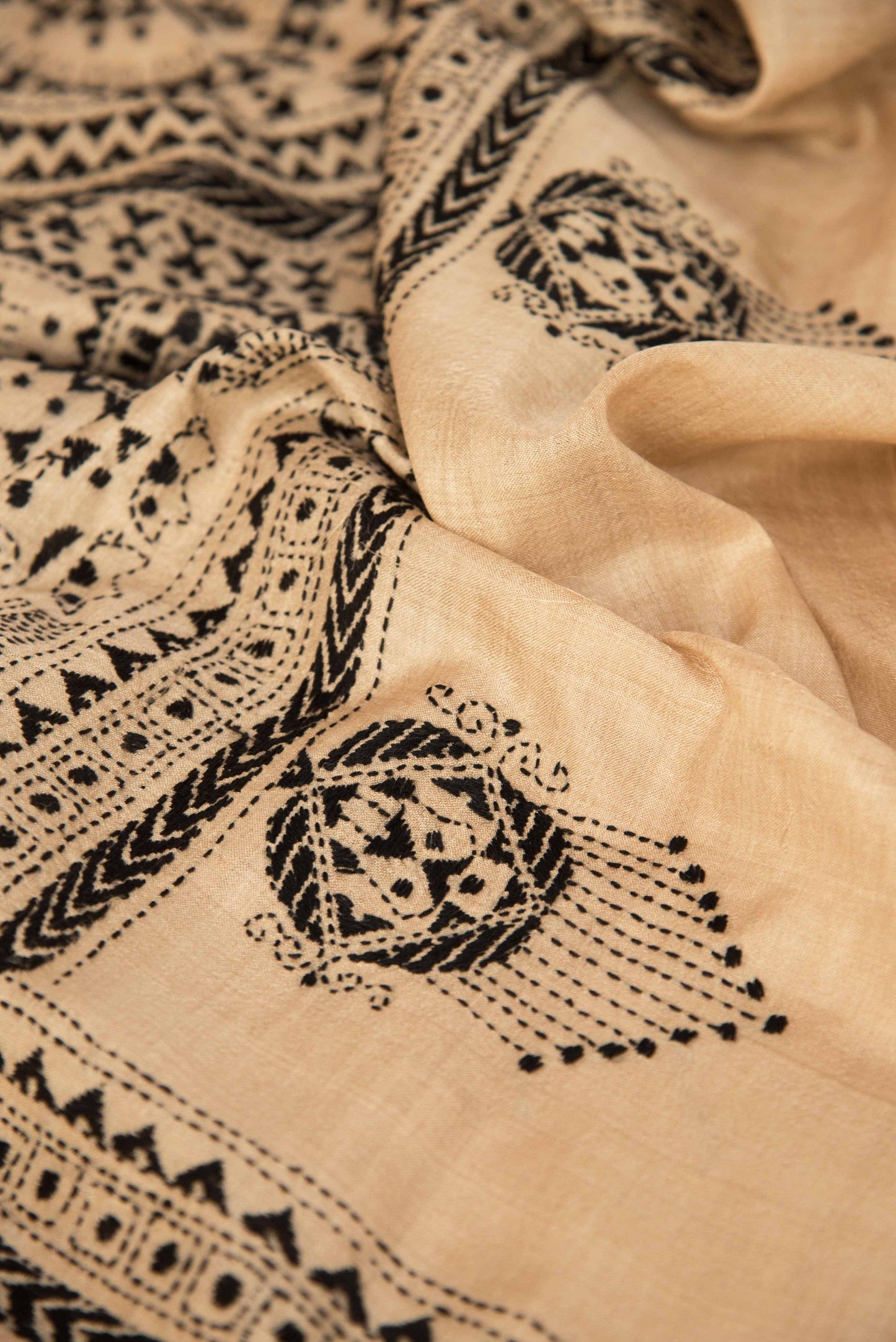 
                  
                    Tussar Silk Sari - Kantha Embroidery
                  
                